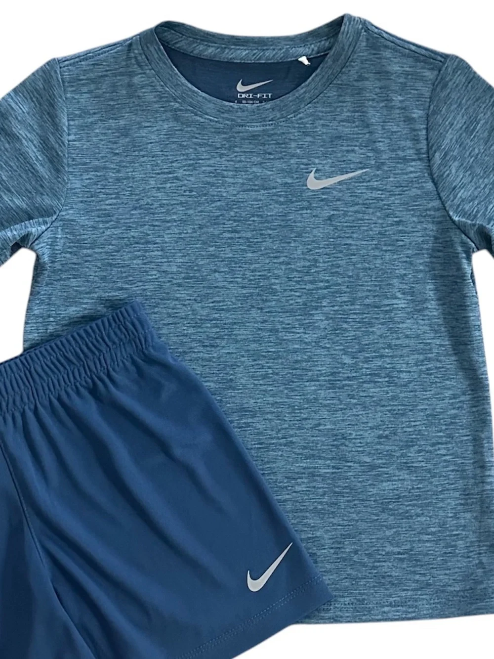 Nike Blue Heather Tee and Solid Blue Athletic Shorts Set NWT Boys Size 4 DriFIT